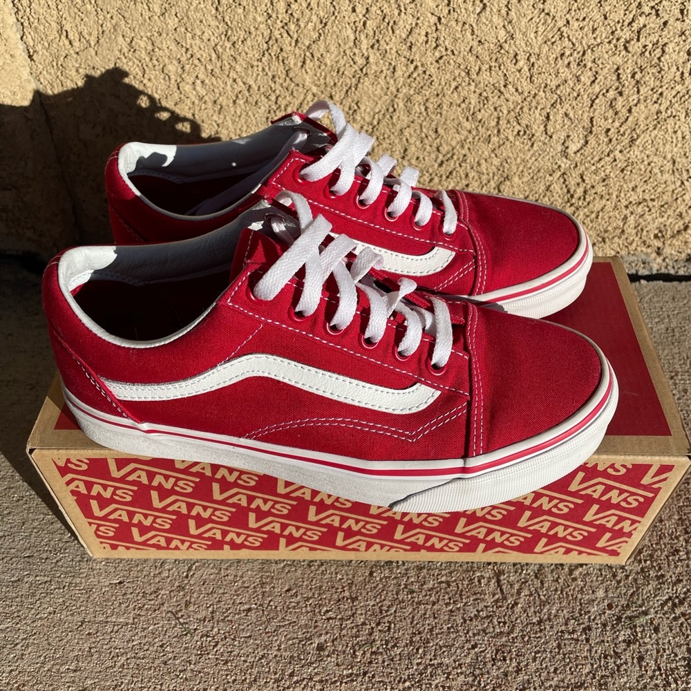 Red and White Old Skool Vans